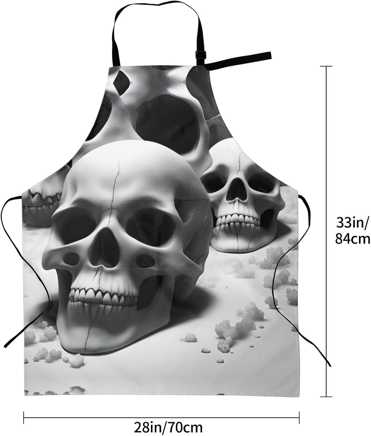 Black and white skulls print Waterproof chef's apron with pocket apron