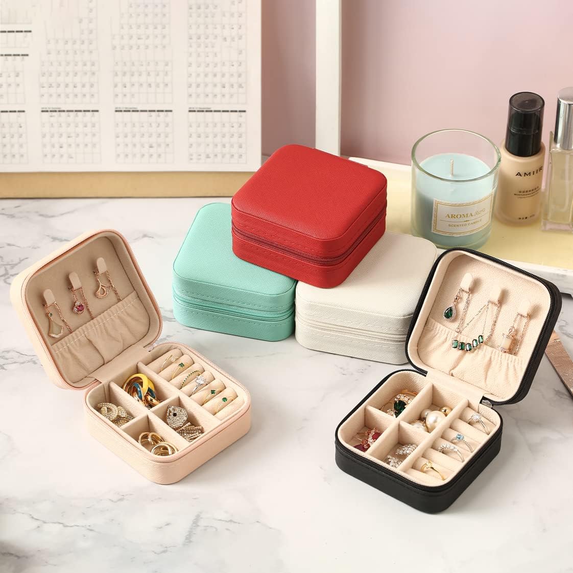 Travel Jewelry Case, Mini Portable Jewelry Travel Boxes, Small Jewelry