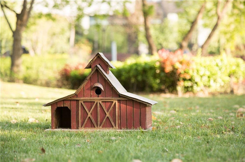 Glitzhome Bird Houses for Outdoors, 20.67" H Rustic Wooden Bird House Barn Design Hand Painted Birdhouse Extra-Large Bird Houses for Outsides
