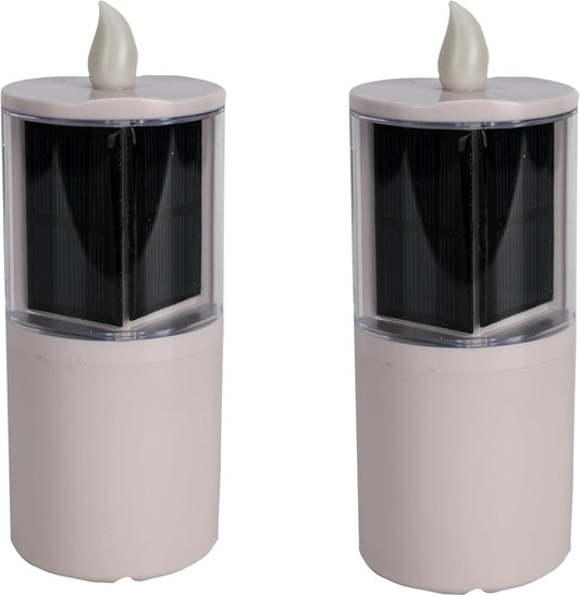 Solar Candles Outdoor Waterproof, Solar Candles for Cemetery, 2.5"x6.5",Dusk to DAW,for Cemetery Grave Garden Patio Yard Lawn Decoration (Set of 2)