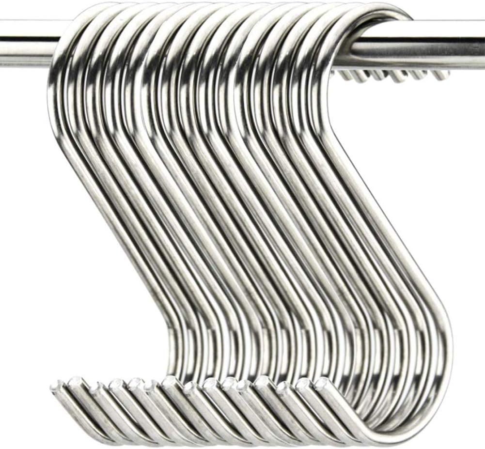 20 Pack 3.5" Hooks S Shaped Hanging Hooks Stainless Steel Metal Hangers Hanging Hooks Kitchen,Closet,Bathroom,Work Shop,Garden,Outdoor etc.