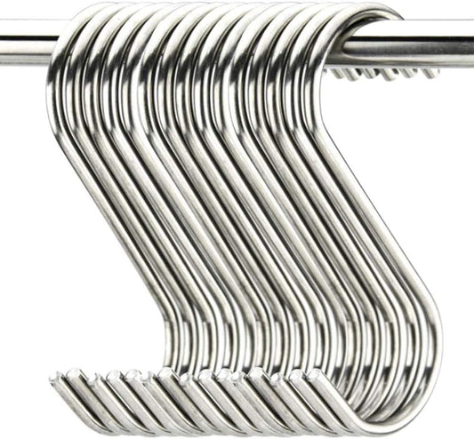 20 Pack 3.5" Hooks S Shaped Hanging Hooks Stainless Steel Metal Hangers Hanging Hooks Kitchen,Closet,Bathroom,Work Shop,Garden,Outdoor etc.