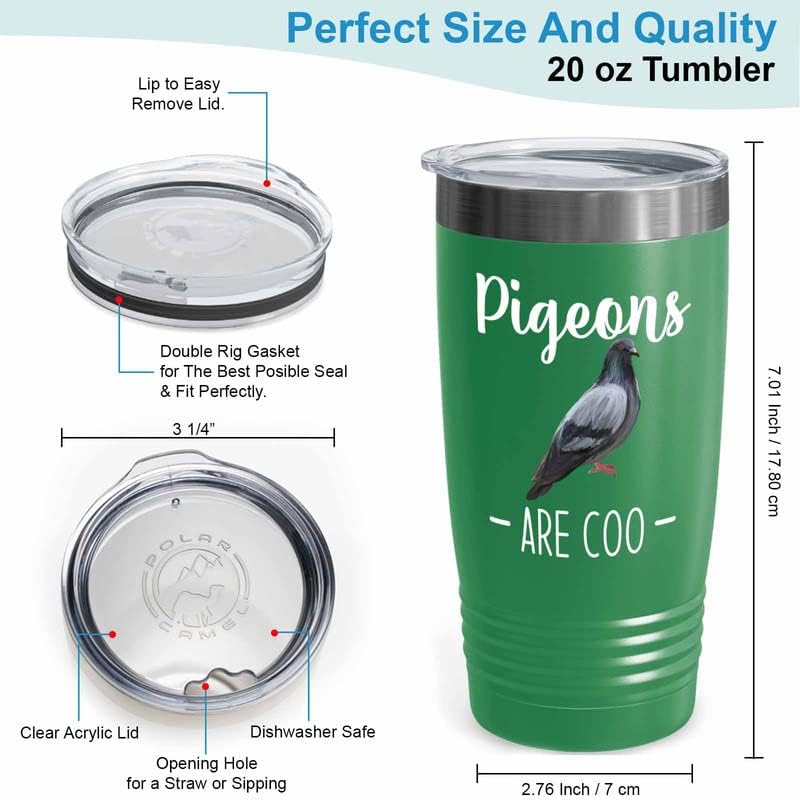 Bird Lover Green Edition Viking Tumbler 20oz - Pgeons are coo - Hummin