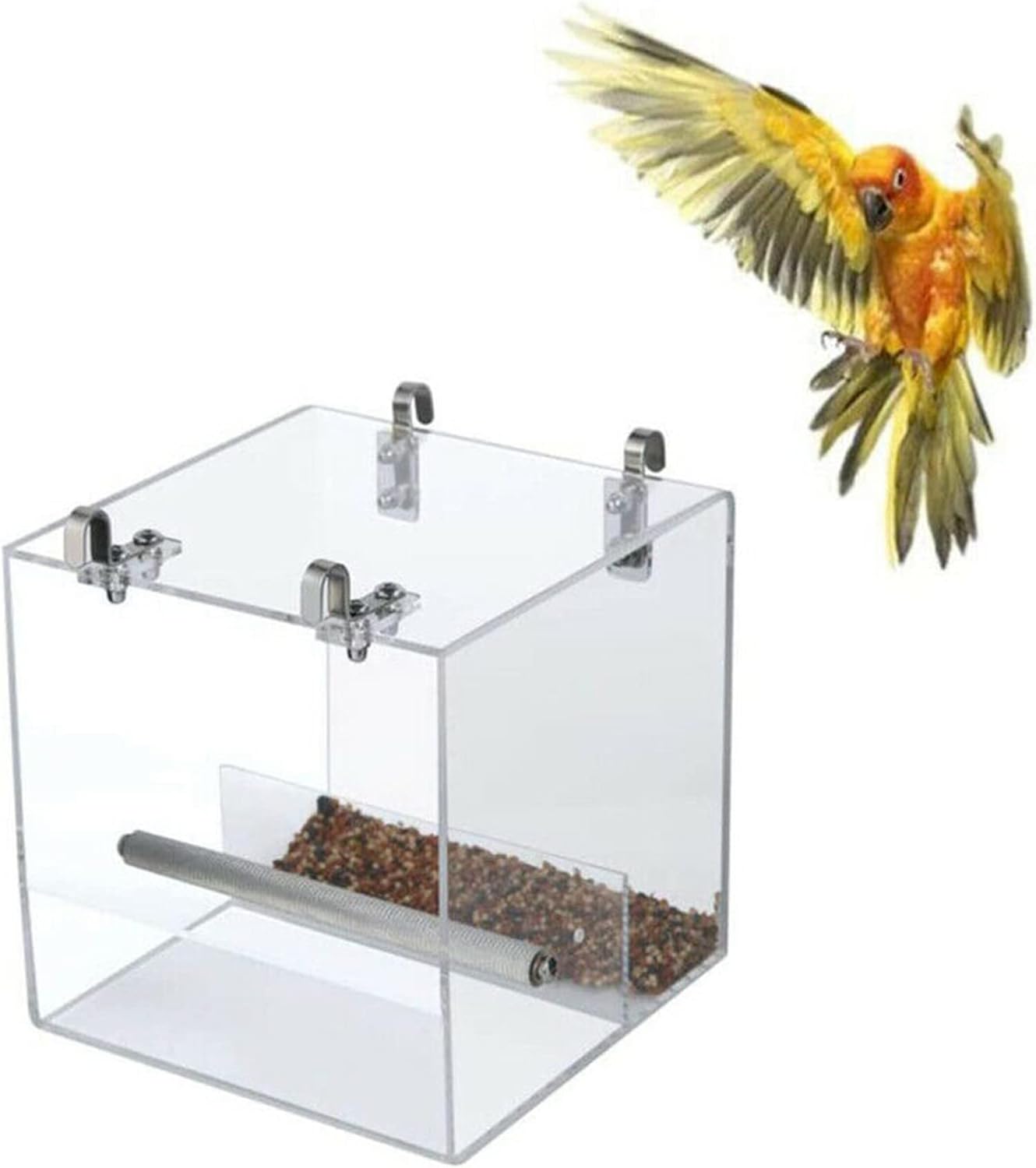 Automatic Bird Feeder No Mess Bird Cage Pet Feeder Seed Food Container