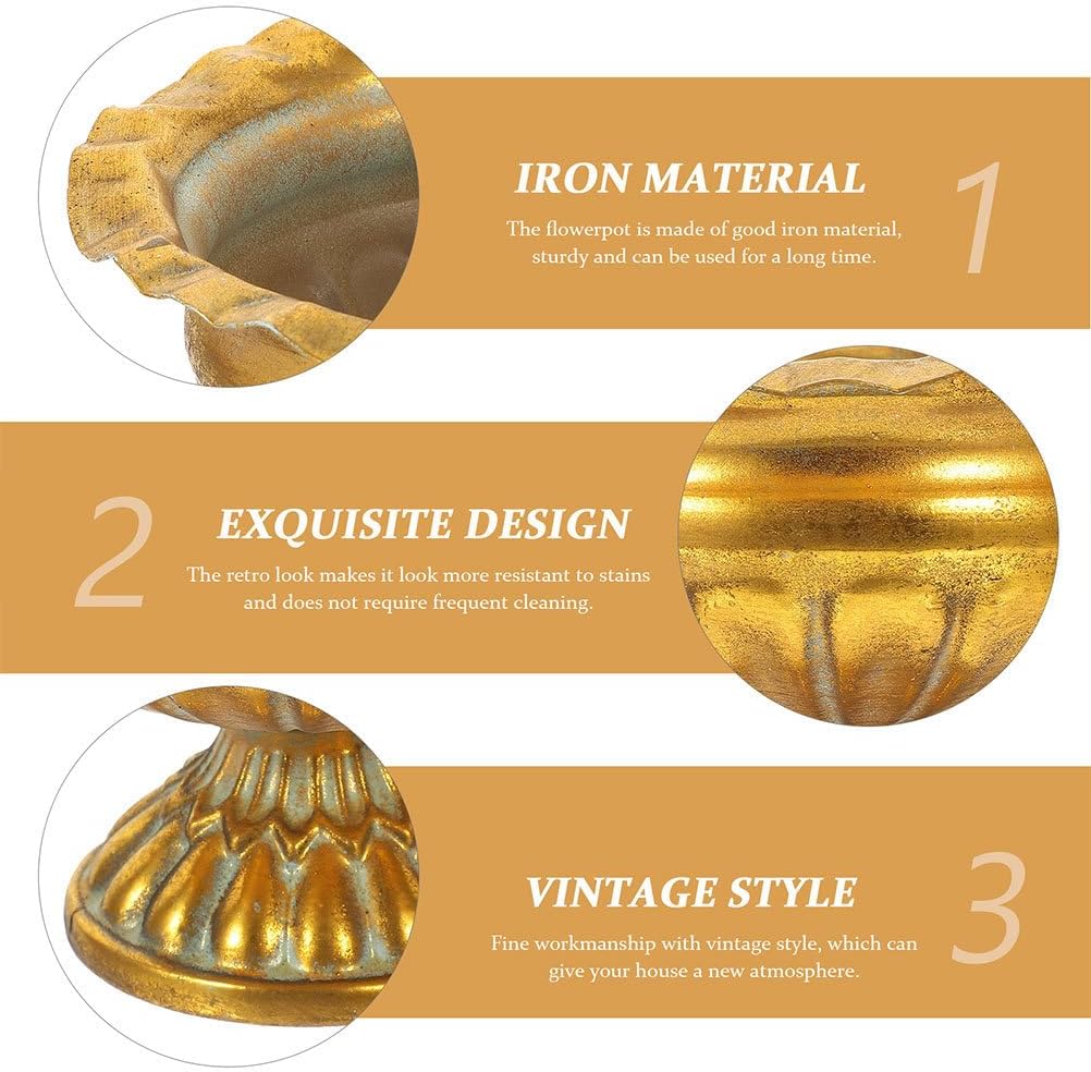 2Pcs Gold Urn Vase for Centerpieces: 3.9in Vintage Compote Bowl Vase - Metal Planter for Wedding Table Decoration