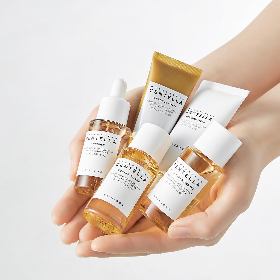 SKIN1004 Madagascar Centella Travel Kit, Toner, Ampoule, Soothing Crea