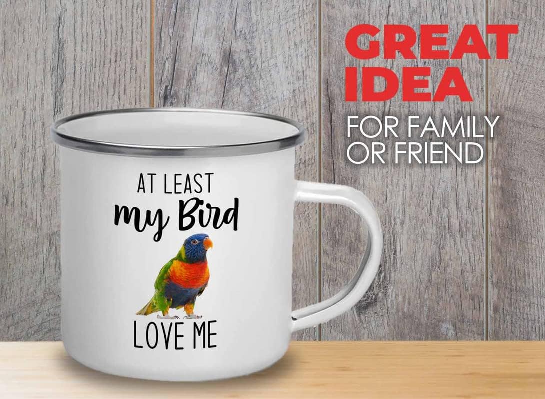 Bird Lover Camper Mug 12oz - Bird loves me - Hummingbird Nest Cage Parrot Dad Gardening Outdoor Birdwatcher Feeder
