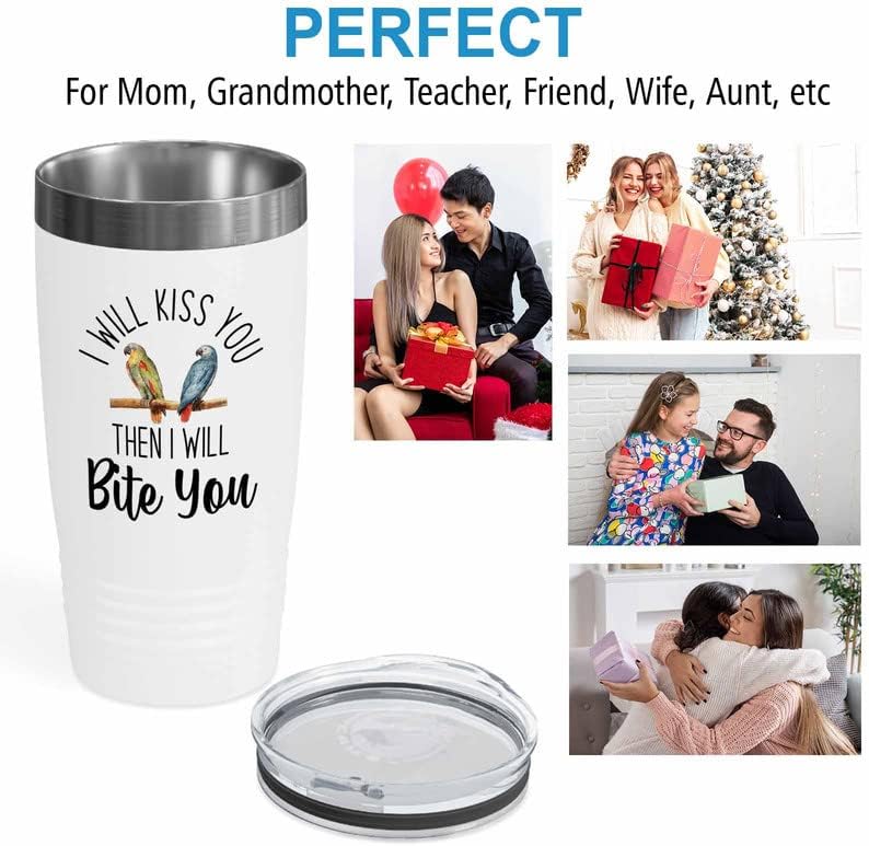 Bird Lover White Edition Viking Tumbler 20oz - Kiss Then bite You - Hu