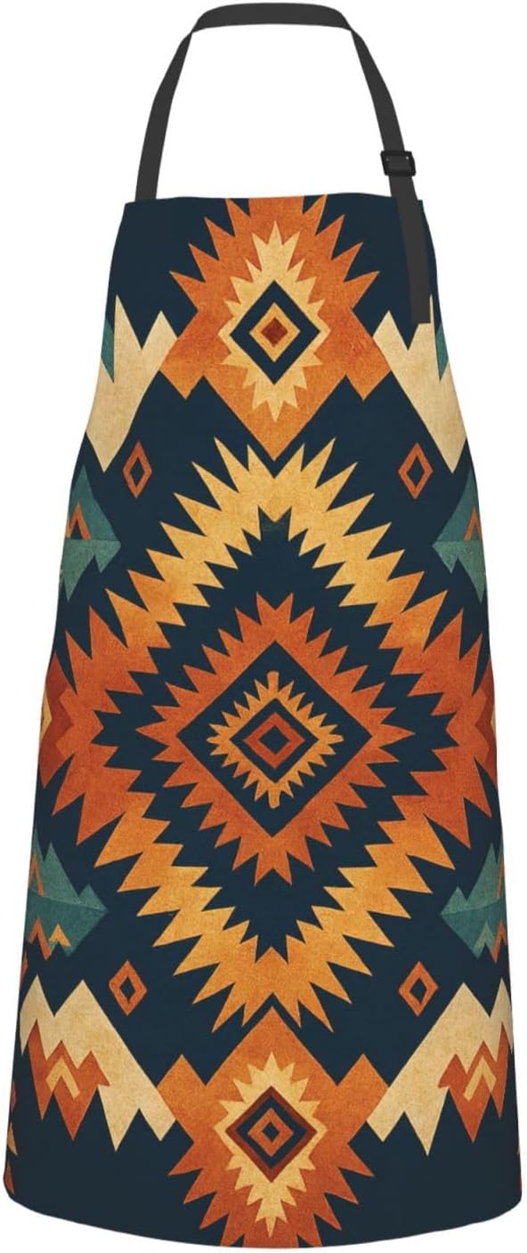 YANYU Geometric Tribes Print 28x33 In Kitchen Apron Stylish Chef Apron with Pockets for Cooking Baking Painting