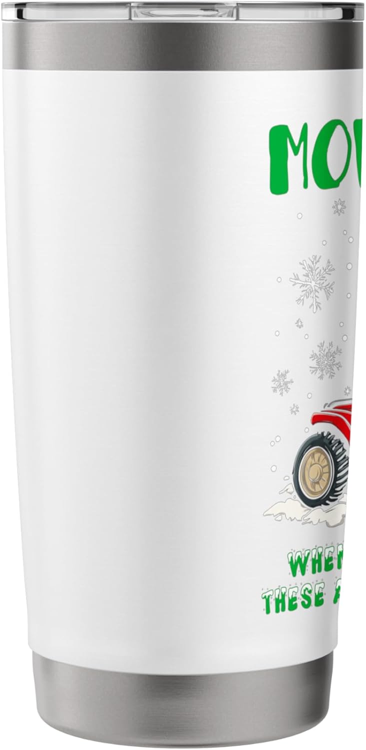 Santa Riding Mower Funny Christmas Lawn Service Ugly Sweater Stainless Steel Insulated Tumbler