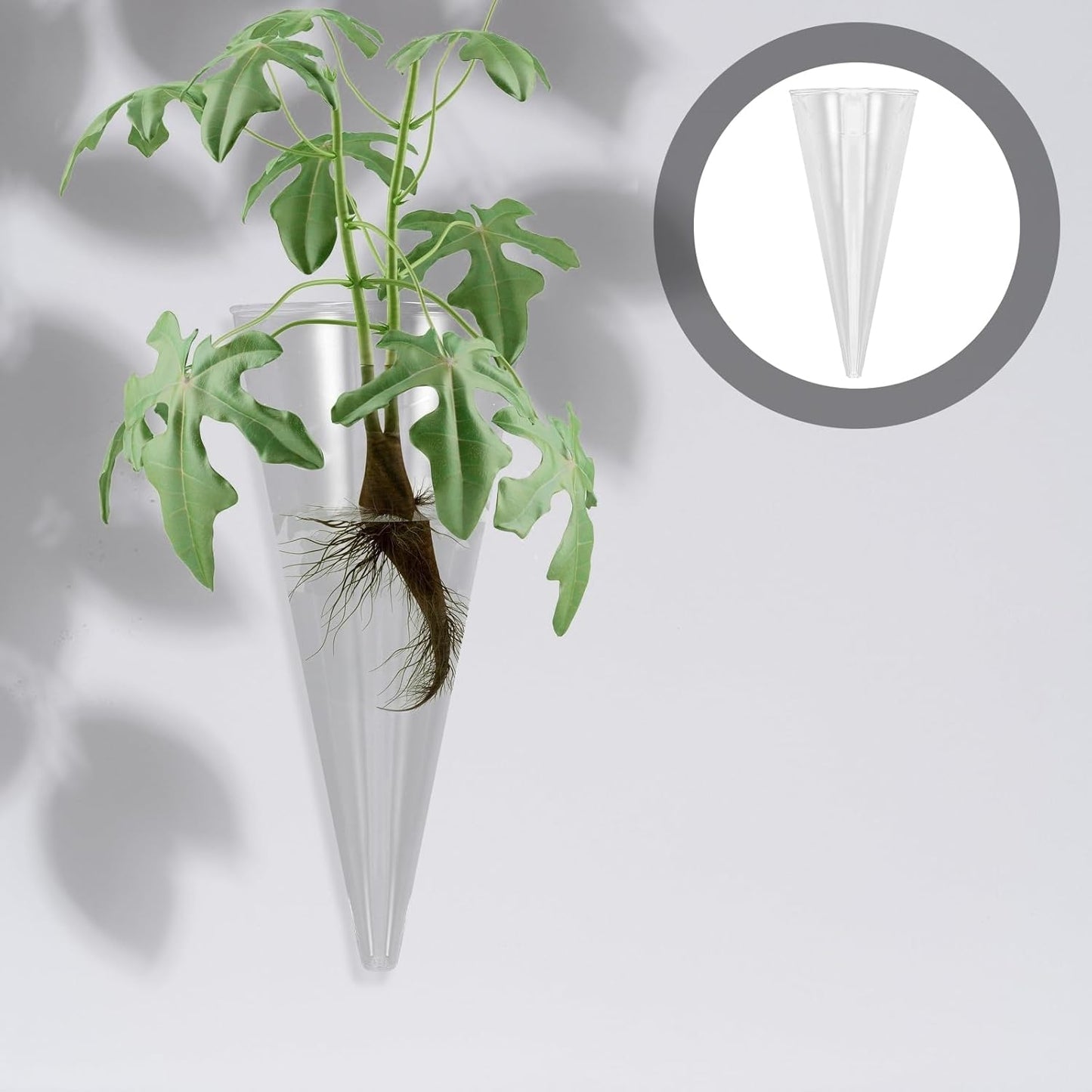 3Pcs Wall Hanging Hydroponic Glass Vase Cone Shape Plant Holder for Home Decoration Space-Saving Planter for Indoor Flowers Modern European Style Wall Adornment