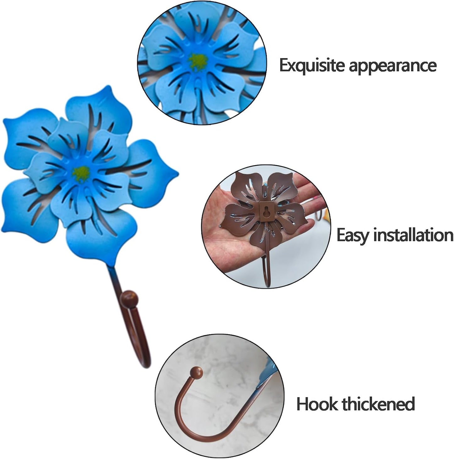 Decorative Wall Mounted Flower Hooks,Flower Shaped Decorative Wall Hoo