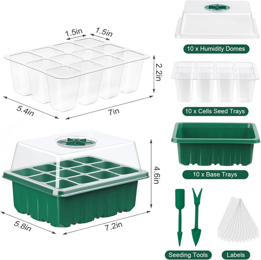10 Pack Seed Starter Tray Seed Starter Kit (120 Cells Total Tray) with