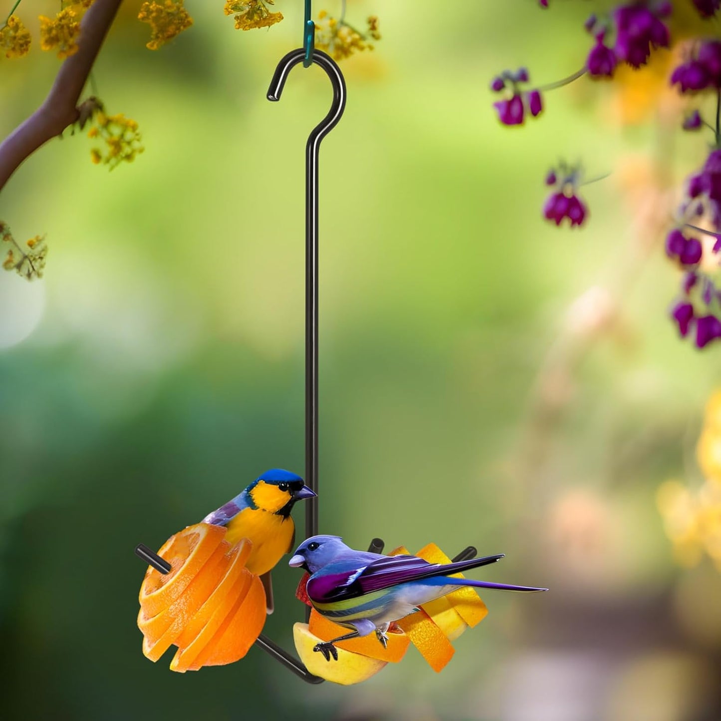 Zonon 2 Pcs Oriole Bird Feeder Hanging Orange Fruit Bird Feeder with H