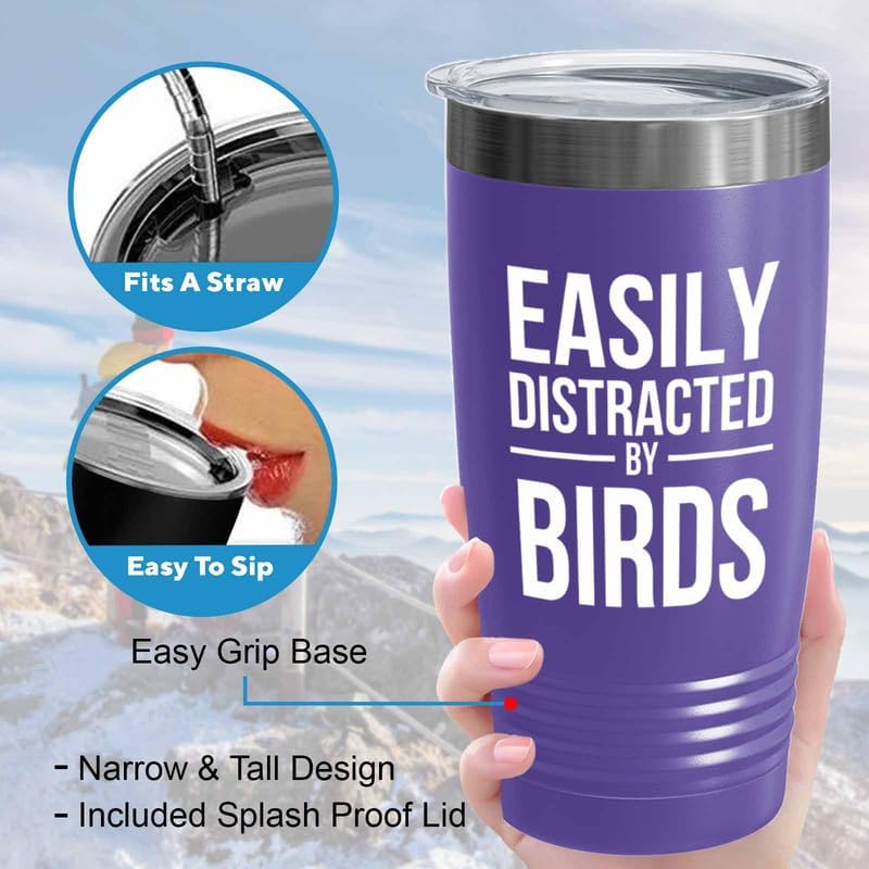 Birding Purple Edition Viking Tumbler 20oz - Distracted by birds - Bir