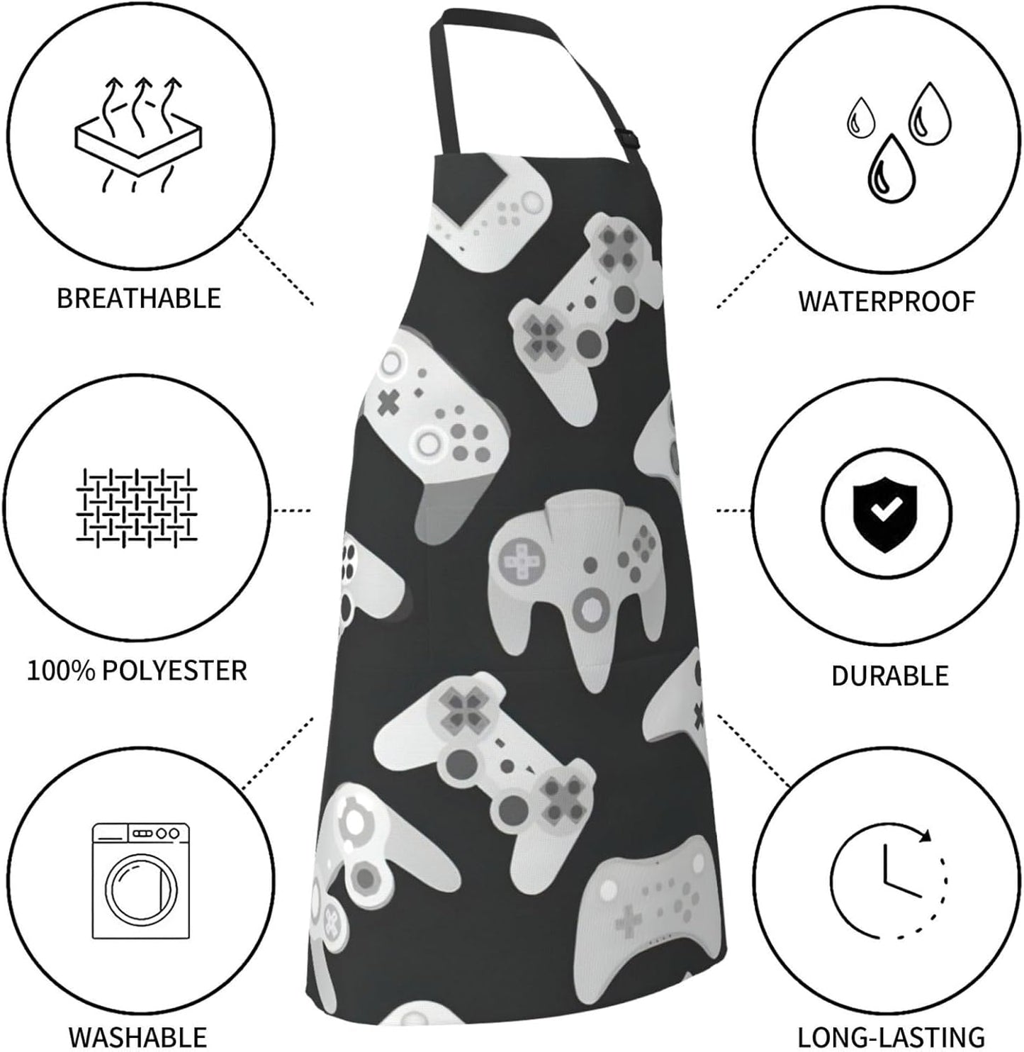 Game Controller Print Laundry apron 28x33 In Waterproof Kitchen Apron 