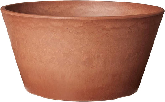 PSW Pot Collection TD25TC Plastic/Stone/Wood Composite Shallow Bulb Pan - No Drainage Hole (Drillable), Planter for Succulents, Bonsai, Fairy Gardens, Herbs, 10-inch, Terra Cotta Color