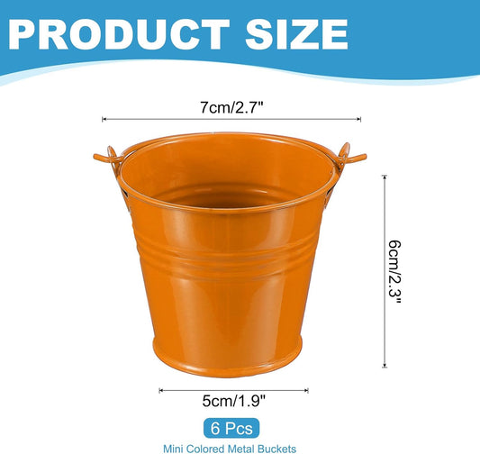 PATIKIL 2.7"x2.3" Small Metal Buckets with Handle, 6 Pcs Mini Galvaniz