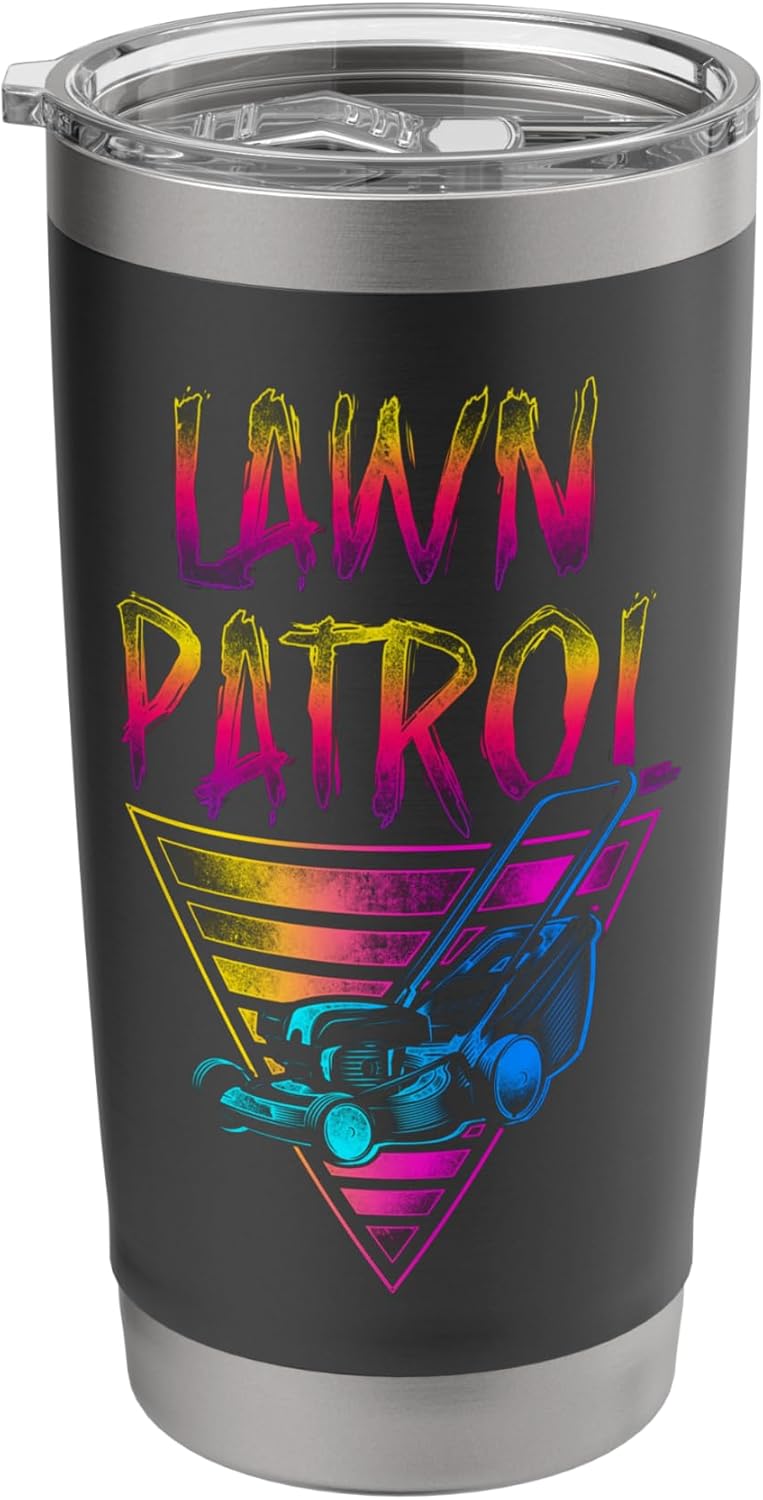 Lawn Mower Mowing Dad Father Landscaper Retro 80S 90S Lawn Stainless Steel Insulated Tumbler