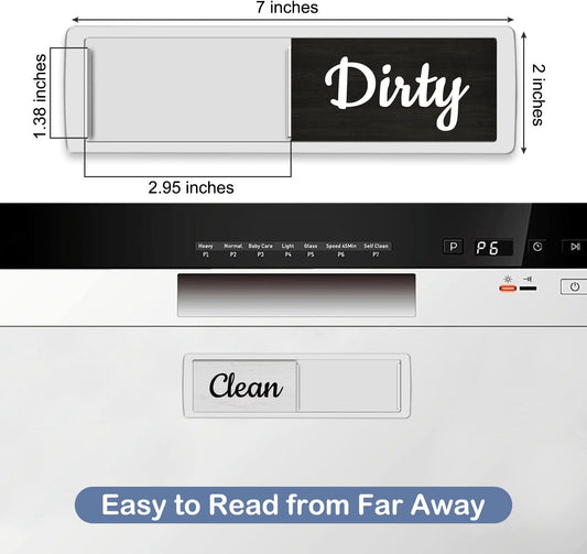 Oxepleus Dishwasher Magnet Clean Dirty Sign, Farmhouse Rustic Wood Design Black and White Non-Scratch/Easy to Read & Slide/Strong Magnetism Kitchen Storage and Decoration Accessories (A-Silver)