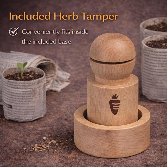 Carrot Design Newspaper Pot Maker – Wooden Seed Starter Tool for DIY Biodegradable Paper Pots – Mold for Seedlings & Gardening - 2 Inch