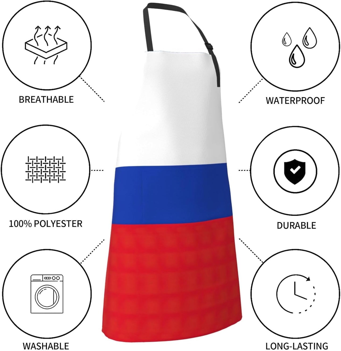 Russian Flag print Waterproof chef's apron with pocket apron for kitch