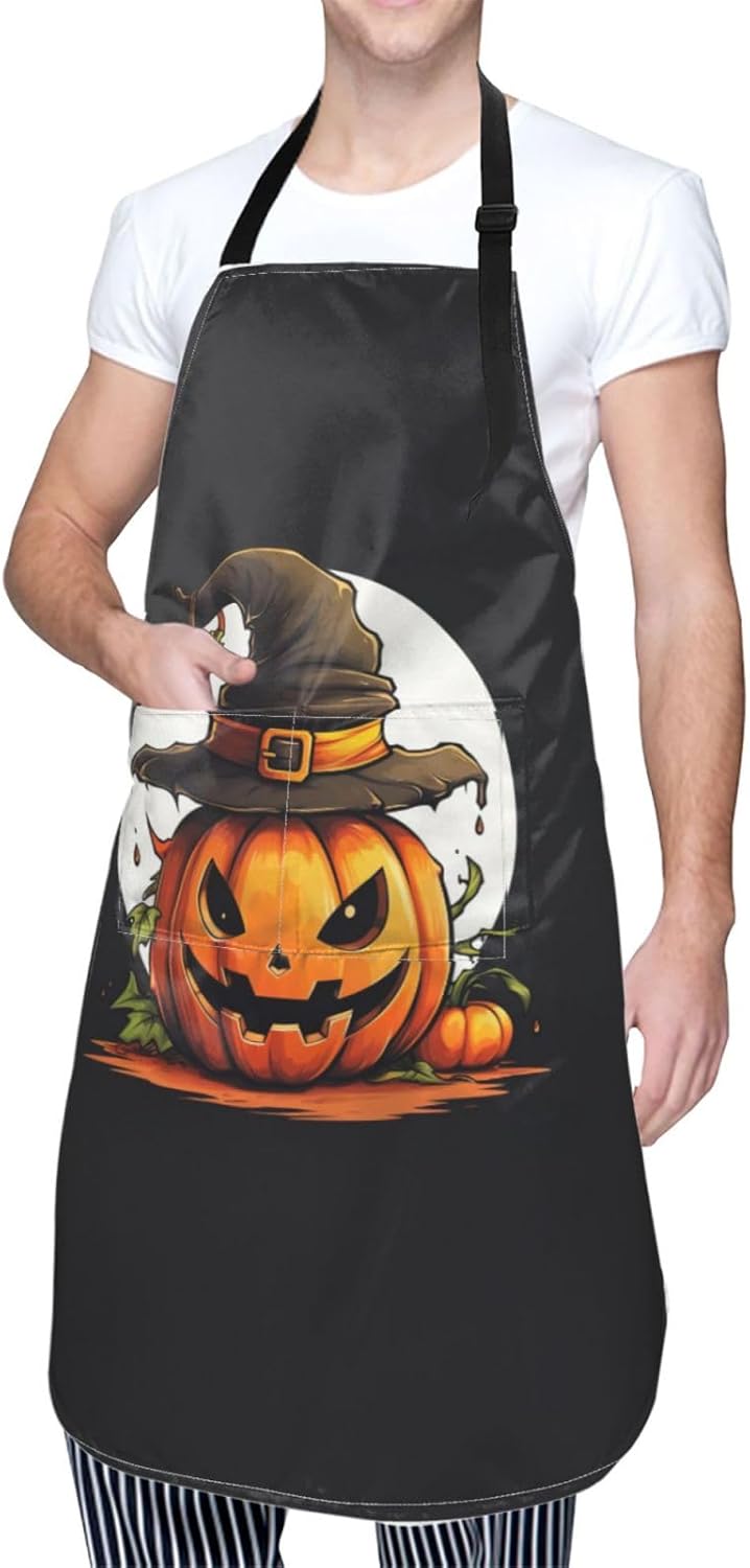 halloween cute pumpkin print Waterproof chef's apron with pocket apron