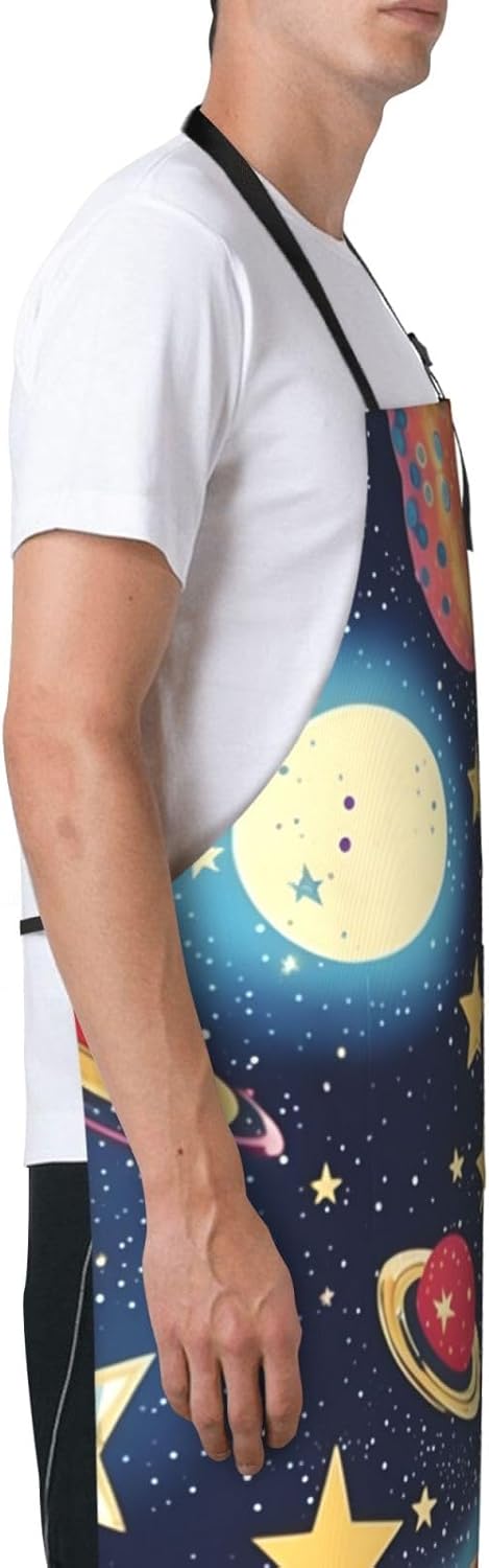 Starry Sky Universe Space print Waterproof chef's apron with pocket apron for kitchen cooking baking barbecue and gardening