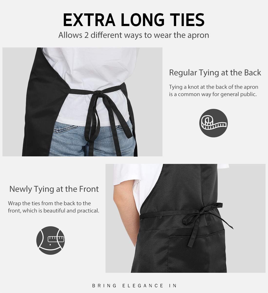 Syntus 12 Pack Bib Apron, Unisex Aprons Adjustable Waterdrop Resistant