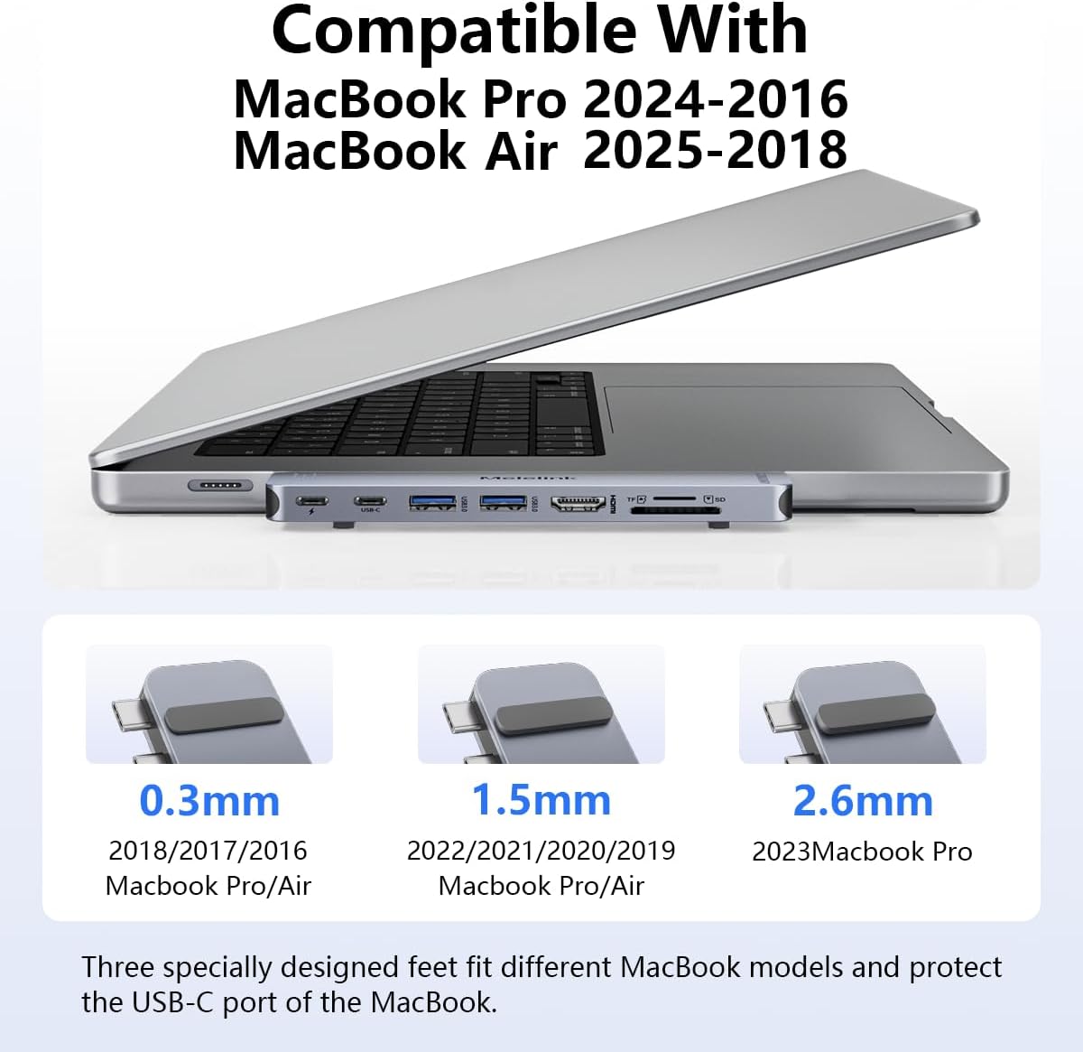 USB C Hub Adapter for MacBook Pro/Air M5 M4 M3 M2 M1 2025-2018 13" 15"