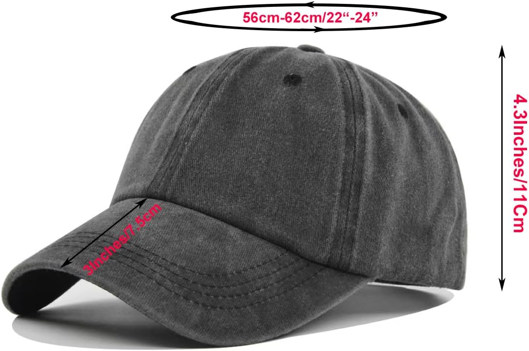 6Pack Unisex Vintage Washed Cotton Baseball Cap Soft Unconstructed Pla
