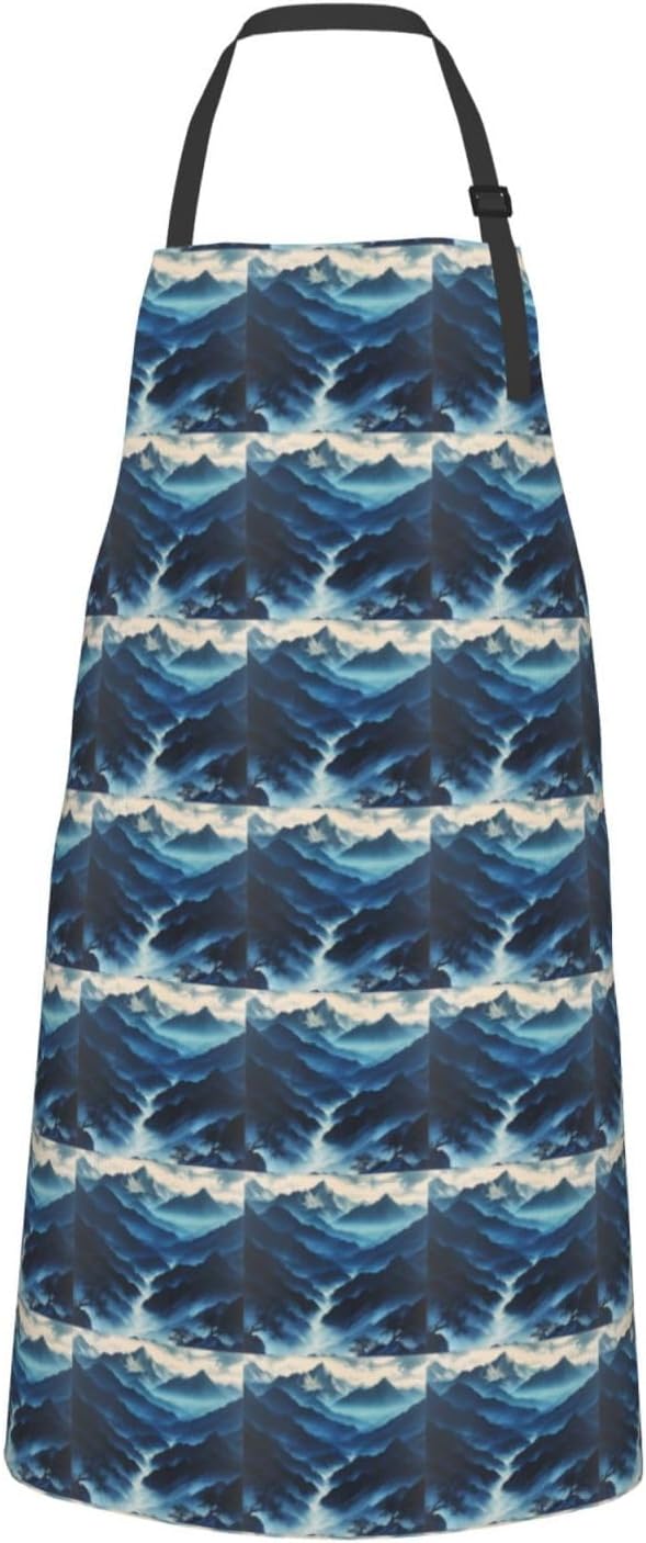 YANYU Rocky mountain Print 28x33 In Kitchen Apron Stylish Chef Apron with Pockets for Cooking Baking Painting