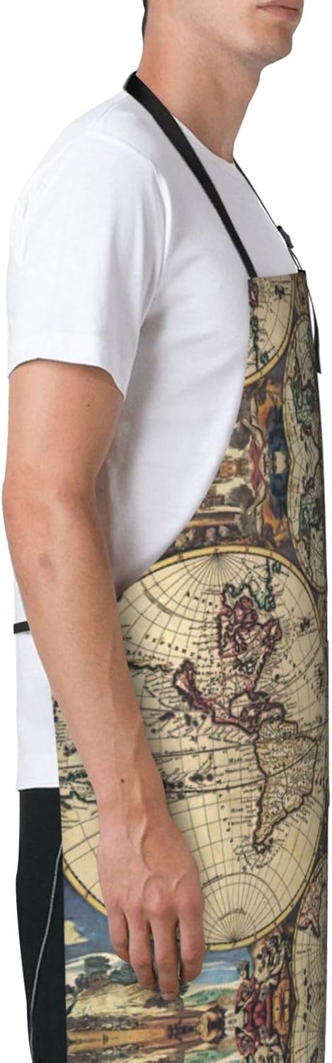 Ancient Map World Globe Print Laundry apron 28x33 In Waterproof Kitche