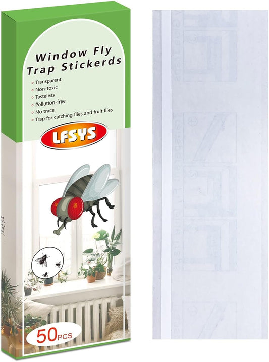 50 Pack Window Fly Trap, Fruit Fly Traps for Indoors, Fly Paper Sticky
