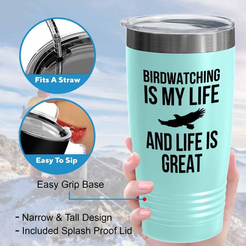 Birding Teal Edition Viking Tumbler 20oz - Birdwatching is my life - B