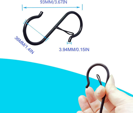 15 Pack S Hooks for Things Hanging, 3.5 inch Heavy Duty Metal S Hooks with Safety Buckle, S Shaped Hooks Pot Rack Closet Hooks for Hanging Plants, Kitchen Utensil, Pot, Pans, Garden Tools (Black)
