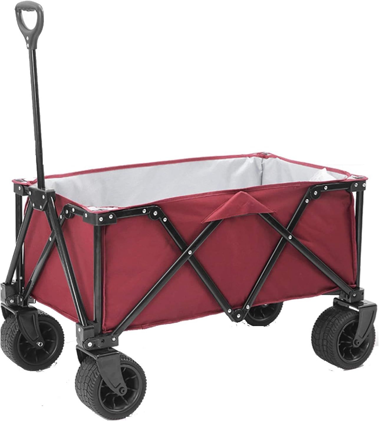 Shopping Cart,Collapsible Folding Outdoor Utility Wagon,Heavy Duty Garden Cart,Adjustable Handl-Shopping Beach Outdoors,Brown(Navy Blue)(Wine Red)/Wine Red