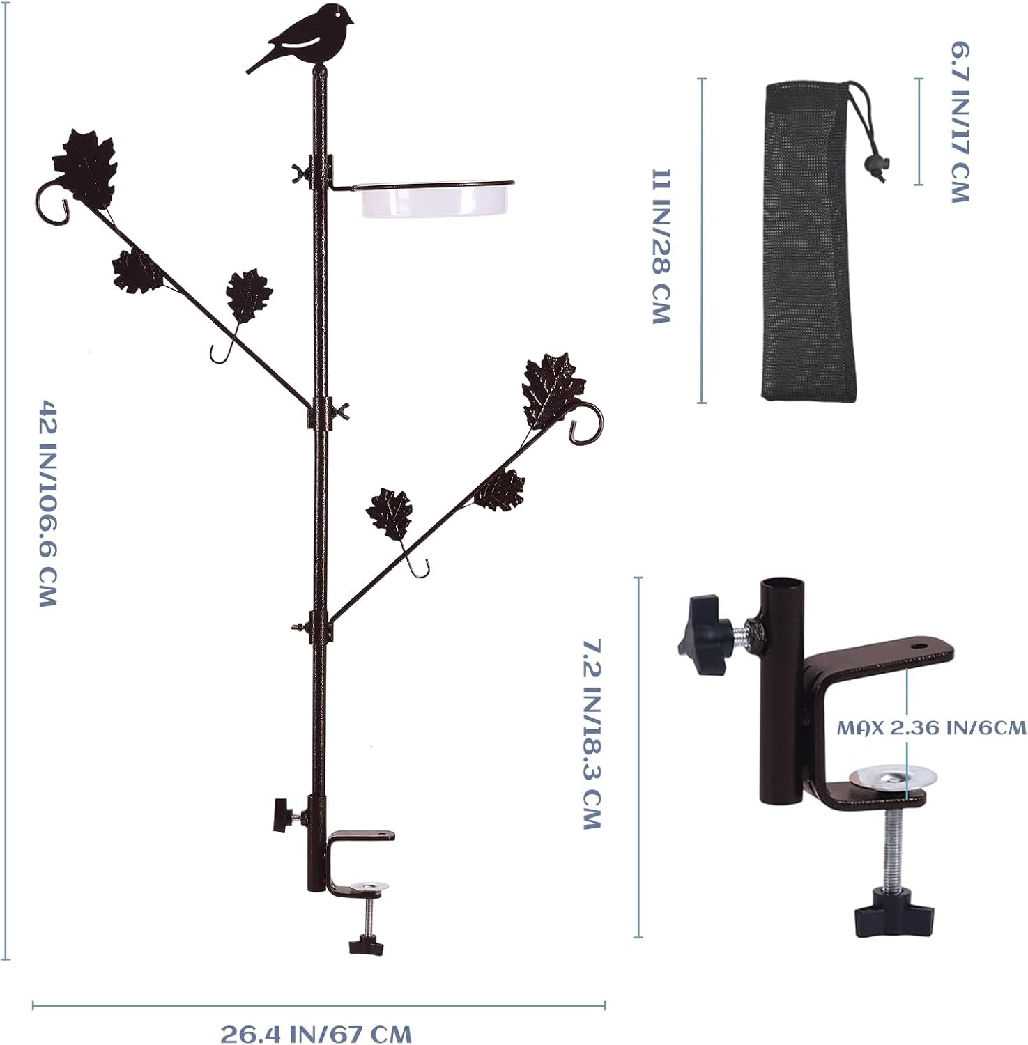 ERYTLLY 42in Deck Bird Feeder Station Kit, Wild Birds Bird Feeding Sta