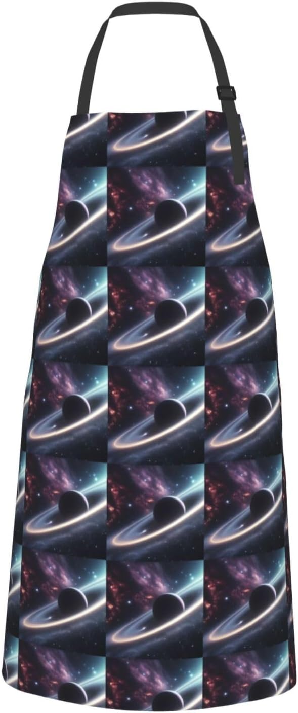 YANYU Space Planet Print 28x33 In Kitchen Apron Stylish Chef Apron with Pockets for Cooking Baking Painting