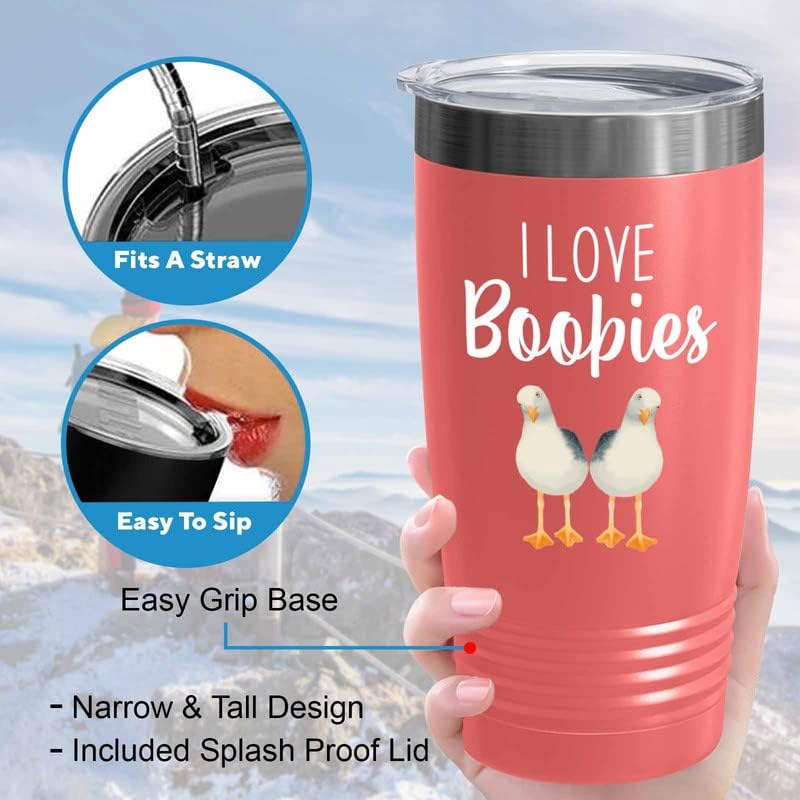 Bird Lover Coral Edition Viking Tumbler 20oz - Love Boobies - Hummingbird Nest Cage Parrot Dad Gardening Outdoor Birdwatcher Feeder