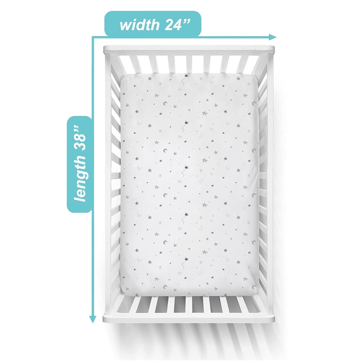 American Baby Company 3 Pack 100% Natural Cotton Fitted Mini Crib Sheets 38" x 24" - Soft & Breathable Small Nesting Portable Sheets, Fits Pack N Play Mattresses, Gray Star/Zigzag, for Boys & Girls