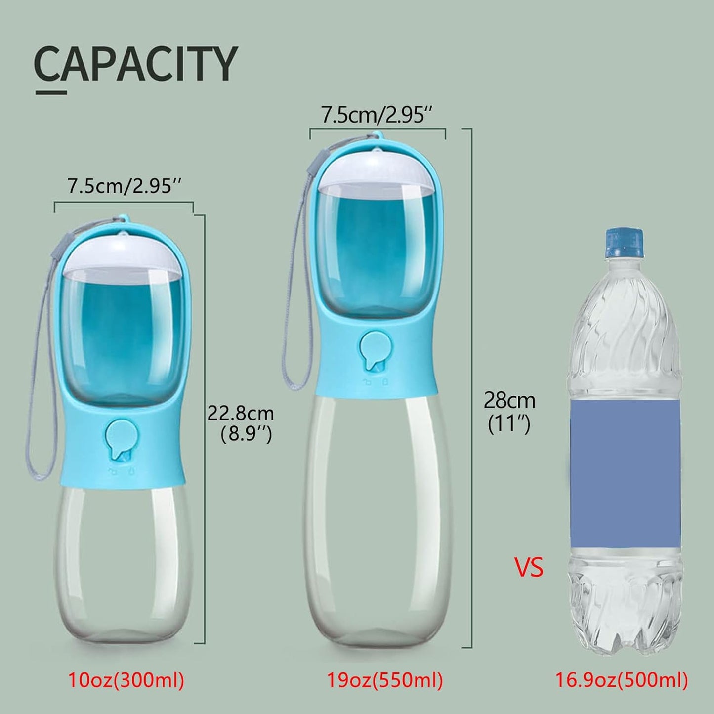Dog Water Bottle with Food Container, Portable Leak Proof Pet Water Di