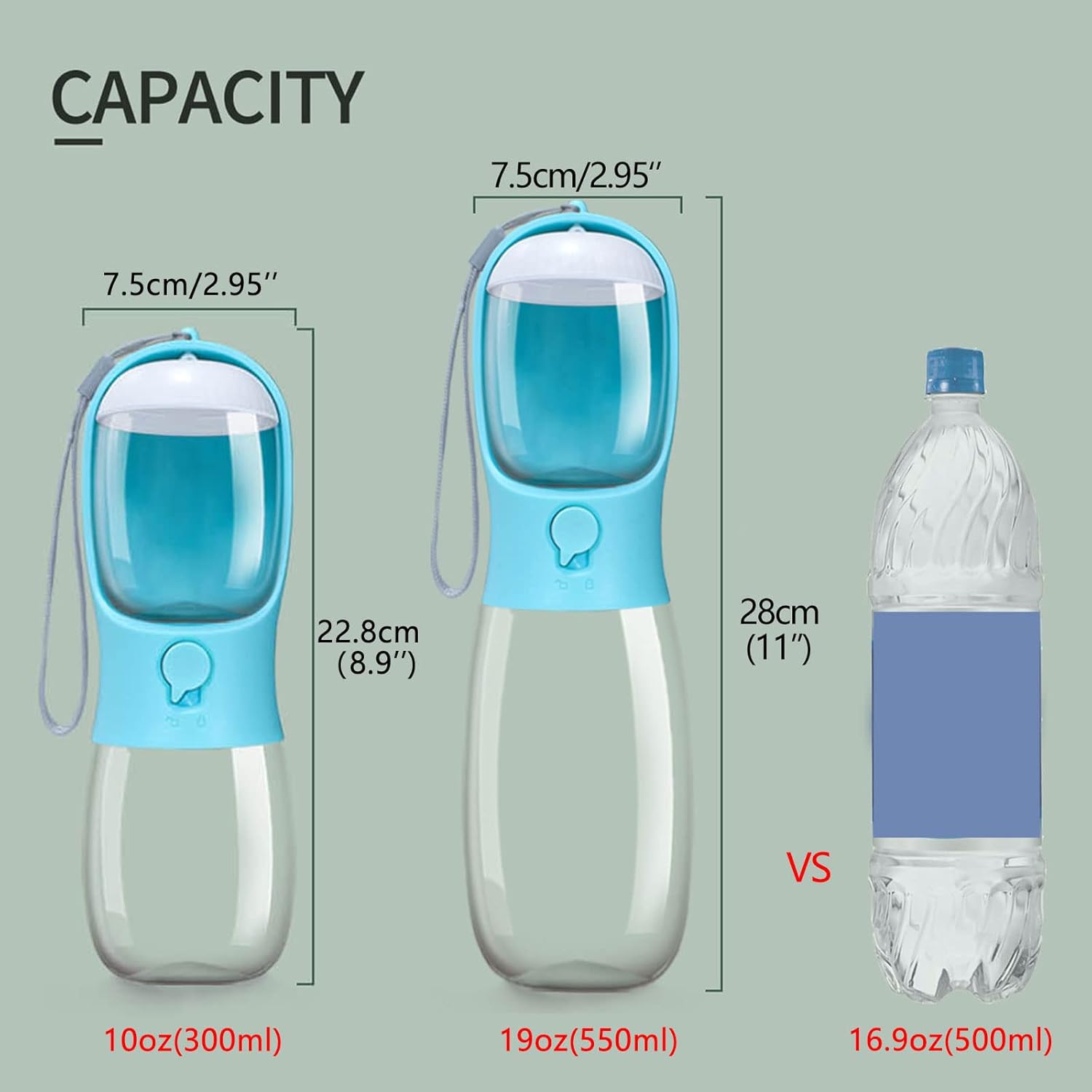 Dog Water Bottle with Food Container, Portable Leak Proof Pet Water Di