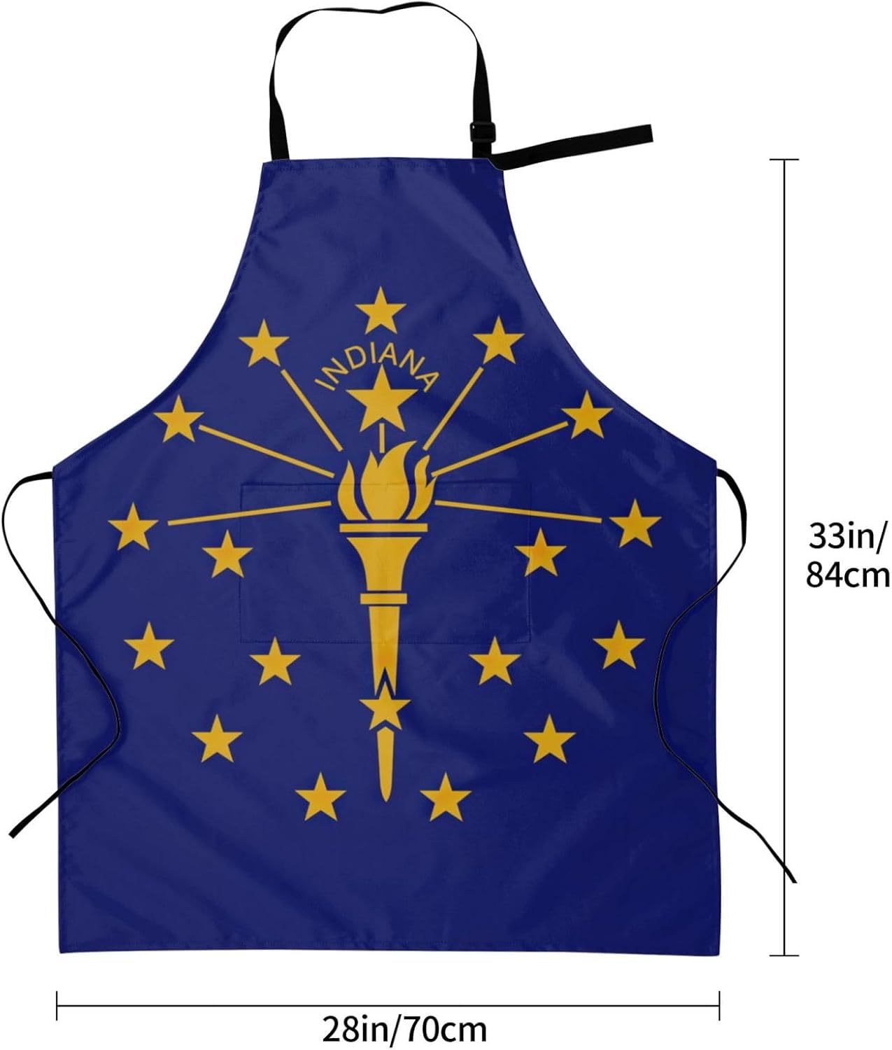 Indiana State Flag Print 28x33 In Adult Kitchen Apron with Pockets Versatile Chef Smock for Cooking Baking
