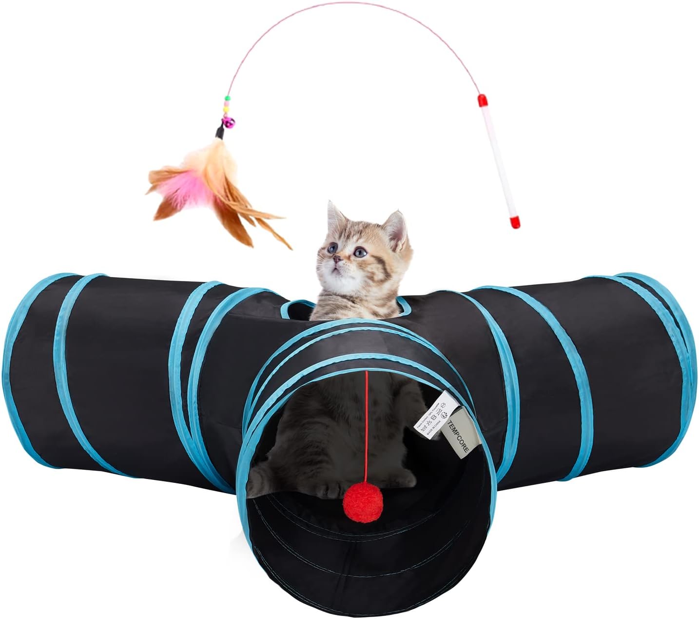 Tempcore Pet Cat Tunnel Tube Cat Toys 3 Way Collapsible, Tunnels for I
