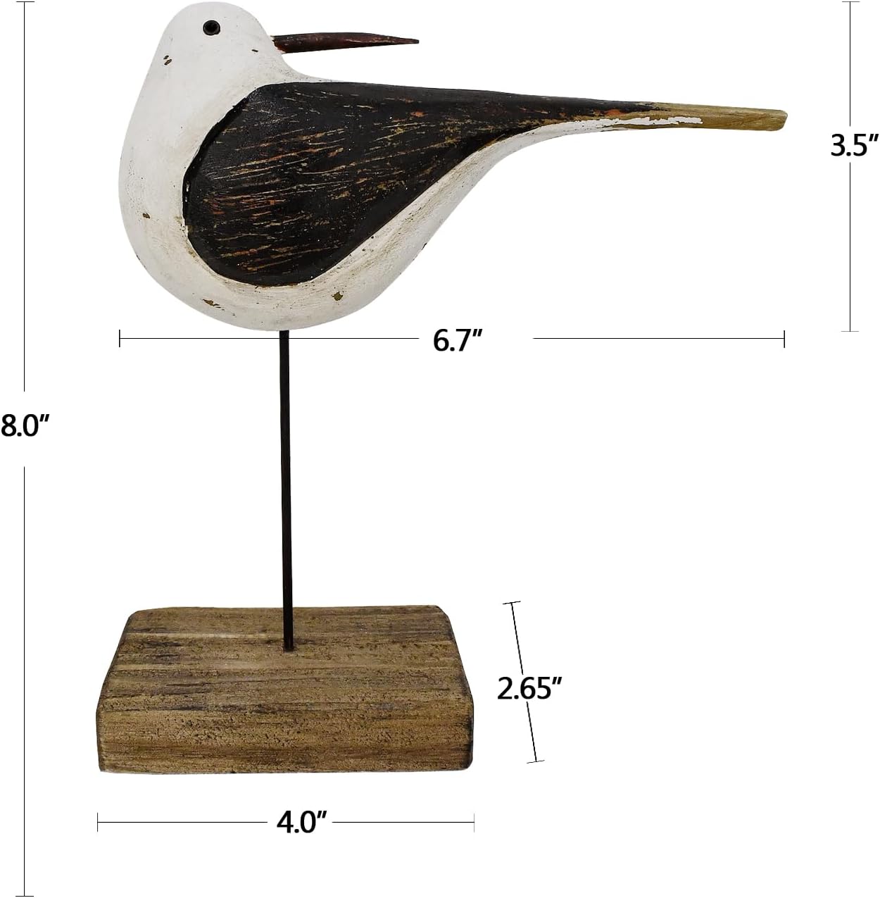 Aecipl Wooden Sea Bird Statue Seagull On Stand Decor Nautical Coastal 