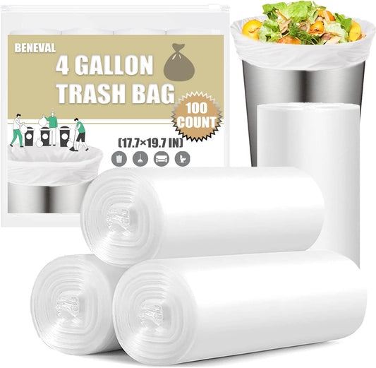 Small Trash Bags 4 Gallon - 100 Count 4 Gallon Trash Bag, Small Garbag