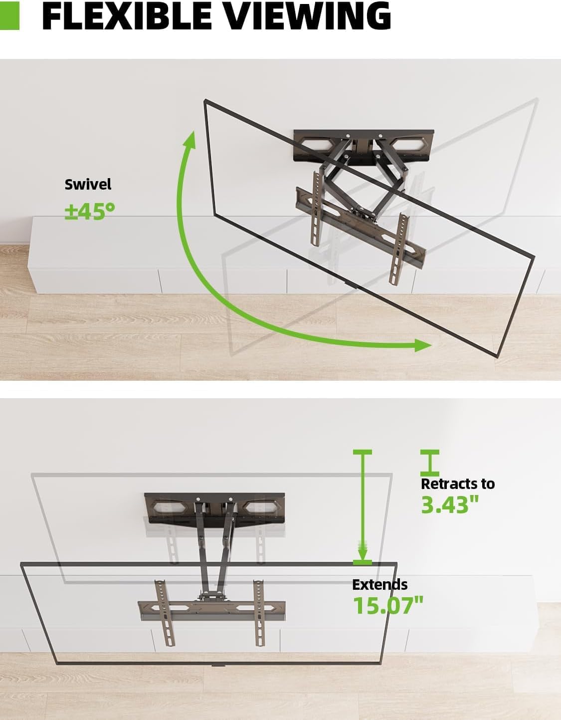 USX MOUNT TV Wall Mount for 32-74 inch Flat Screen/LED/4K up to 110lbs