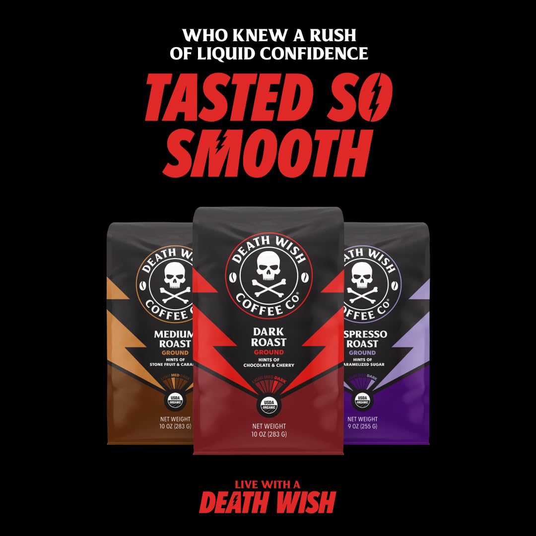 Death Wish Coffee, Organic and Fair Trade Dark Roast Whole Bean Coffee