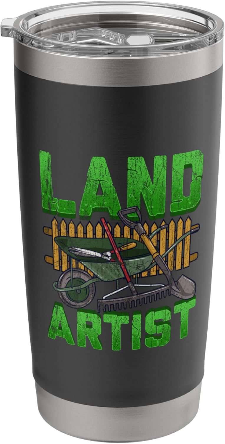 Lawn Care Mowing Design For Landscapers - Land Artist Stainless Steel Insulated Tumbler